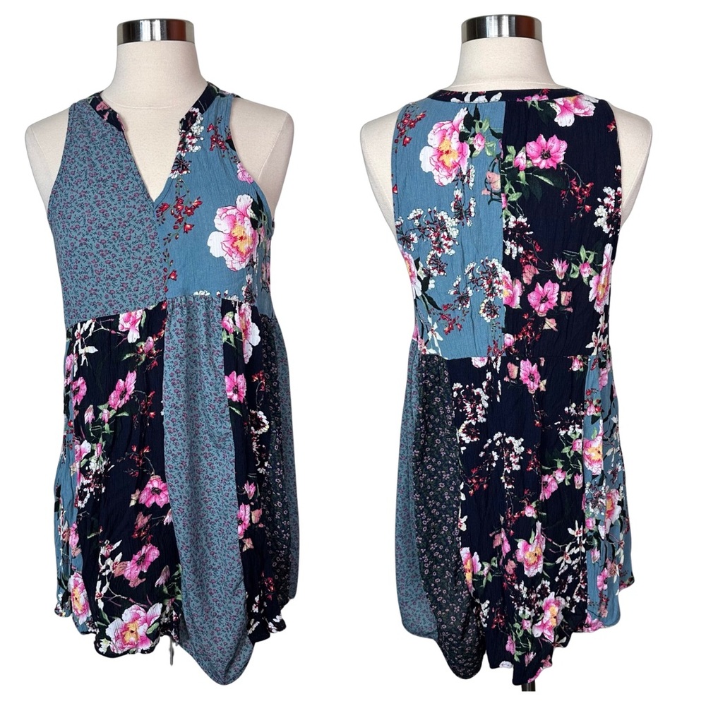 Umgee Floral Patchwork Boho Flowy Sleeveless Long… - image 1